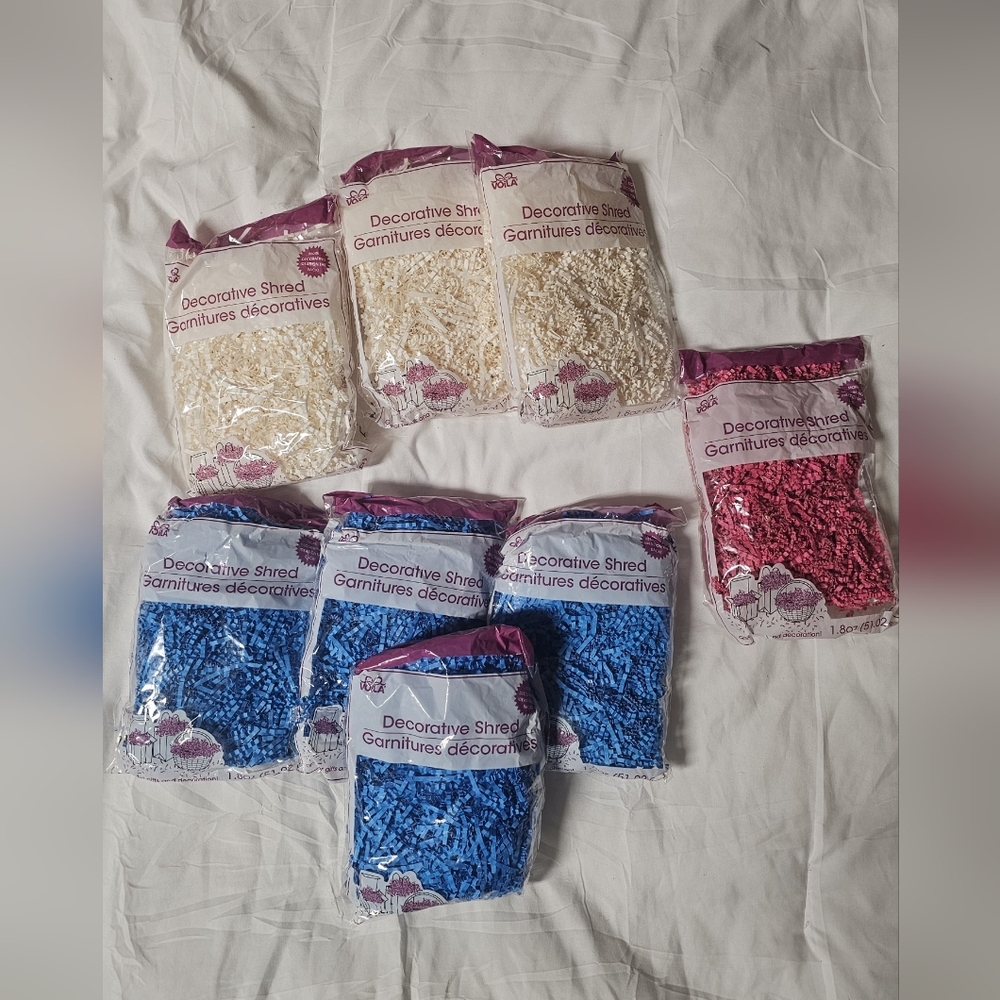 Decorative Shred Pack in Blue, White, and Pink